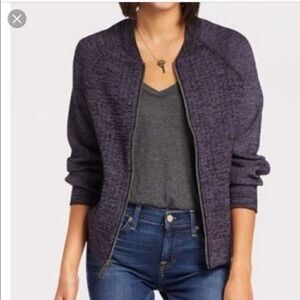 Free People Naomi Full Zip Sweater Sports Jacket Purple Black Size XS